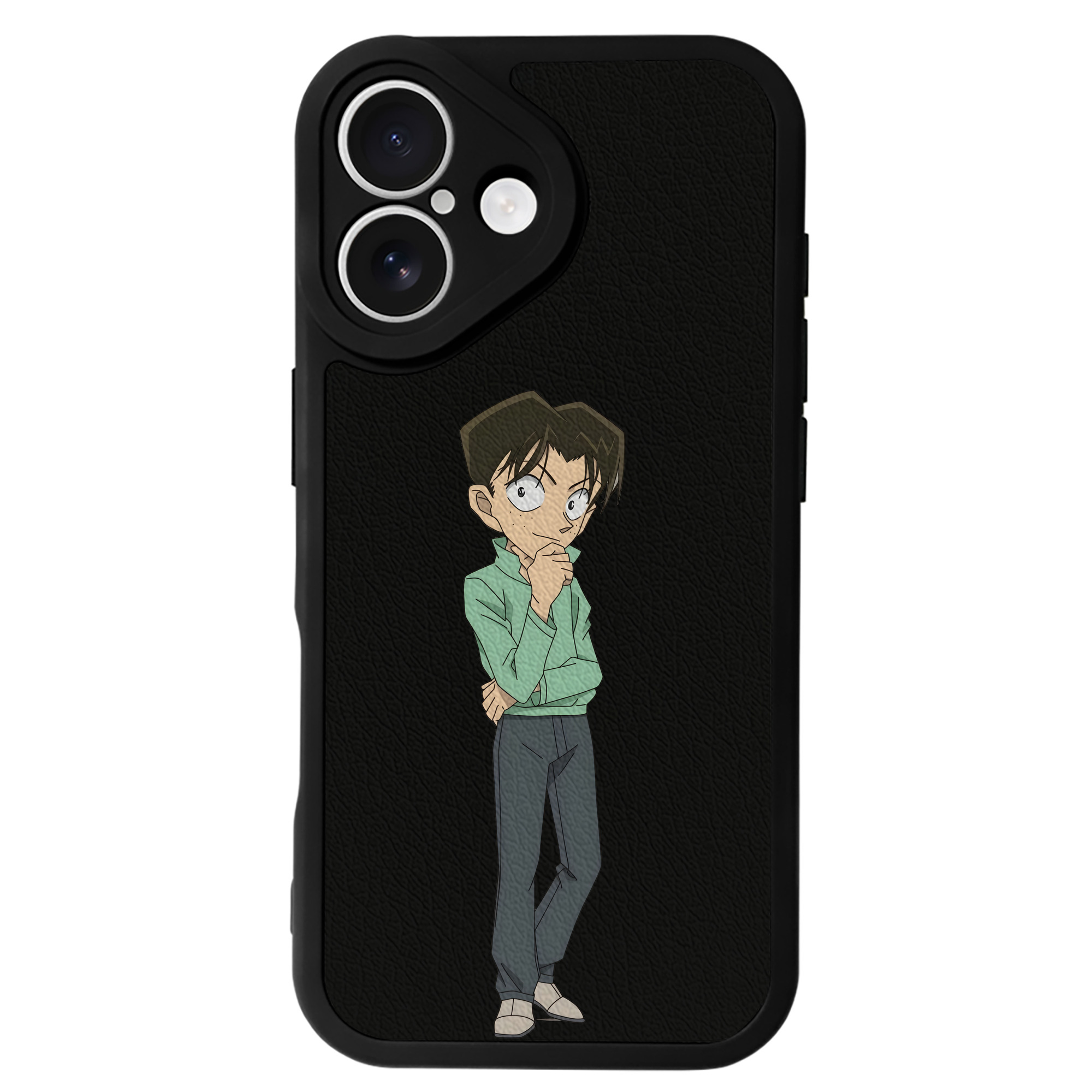 （画像用） 名探偵コナン 円谷 光彦 つぶらや みつひこ Detective Conan Mitch Tennyson 【iPhone 16シリーズ対応】シリコンスマホケース（レザー調） 材質：シリコン
